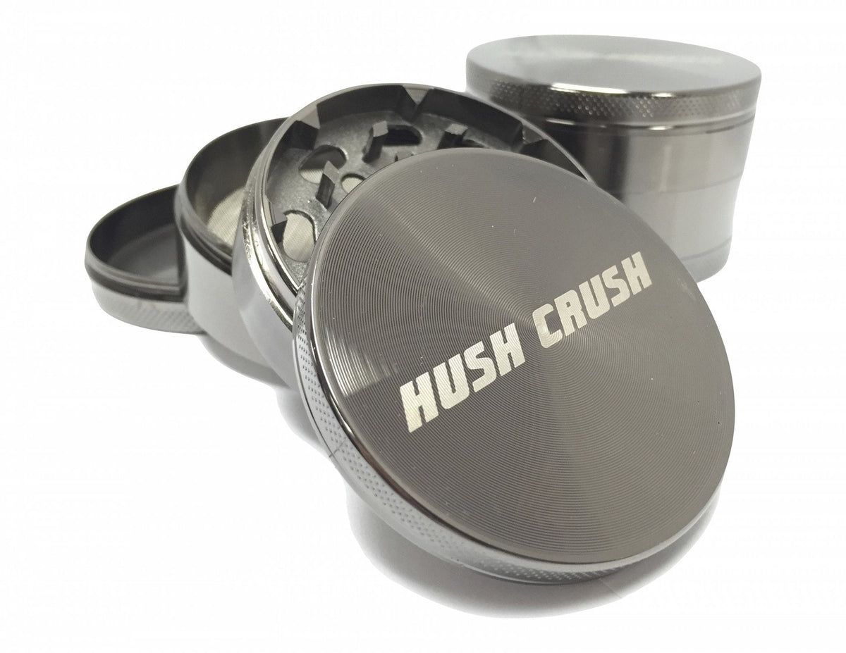 Hush Crush 2" 4-Piece Magnetized Herbal Grinder - Gunmetal Cannabis Accessories Hush Crush   