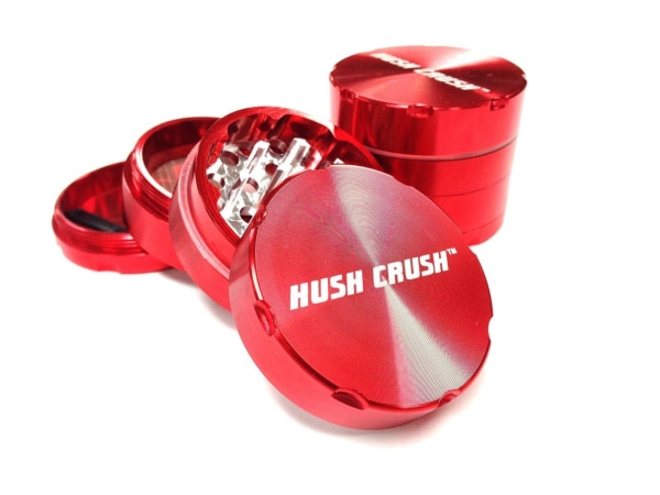Hush Crush 2" 4-Piece Magnetized Herbal Grinder - Red Cannabis Accessories Hush Crush   