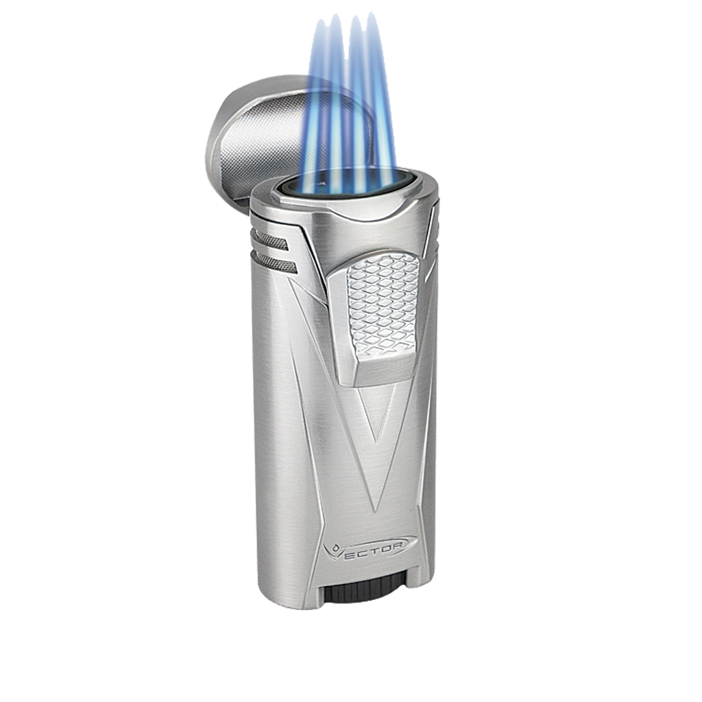 Vector Ironquad Quadruple Flame Lighter Vector Chrome Satin  
