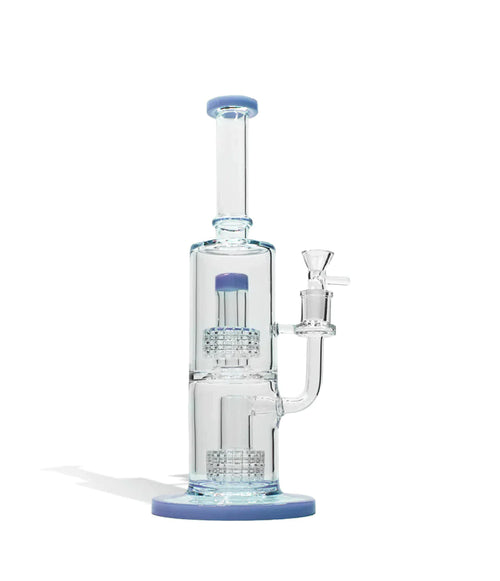 Dual Perc Colored Water Pipe - 12 Inch Cannabis Accessories Lighter USA Jade Blue  