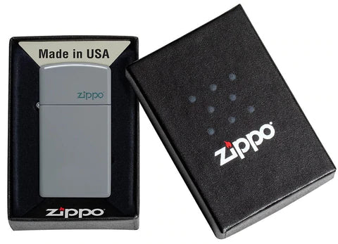 Zippo Lighter - Slim Flat Grey w/ Zippo Logo Zippo Zippo   