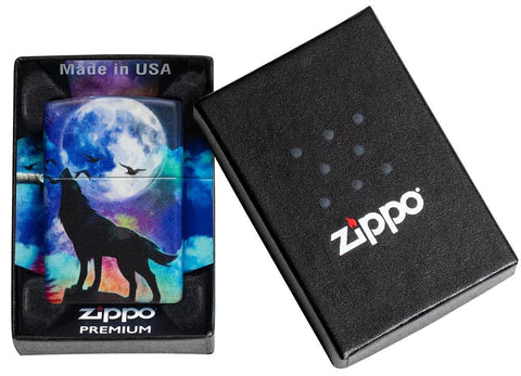 Zippo Lighter - Neon Wolf Howling Zippo Zippo   