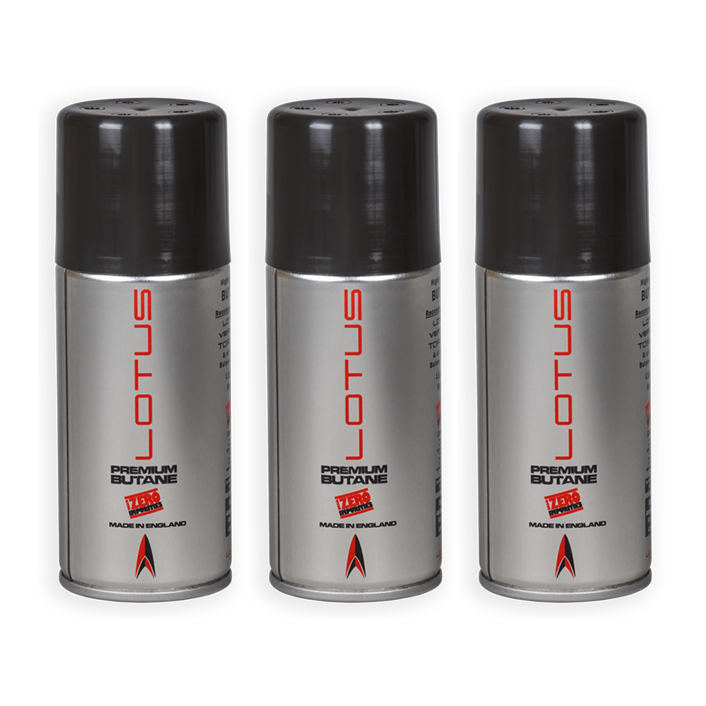 Lotus Premium Butane Gas Lighter Lotus 150mL 3 Pack 