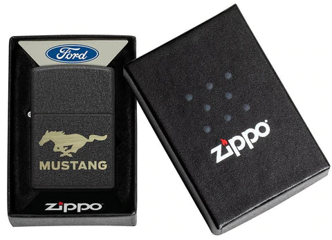 Zippo Lighter - Ford Mustang Black Crackle Zippo Zippo   