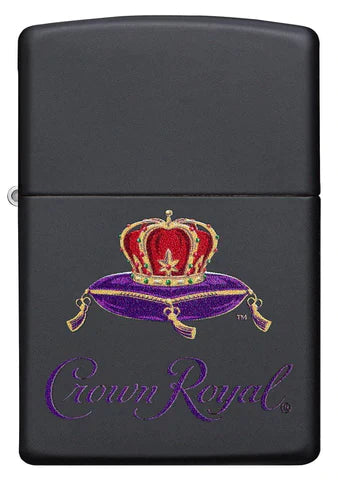 Zippo Lighter - Crowned Crown Royal Black Matte Zippo Zippo   