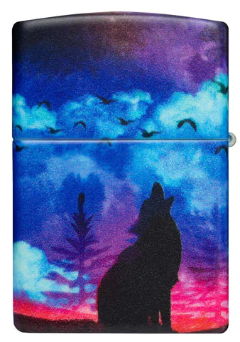Zippo Lighter - Neon Wolf Howling Zippo Zippo   