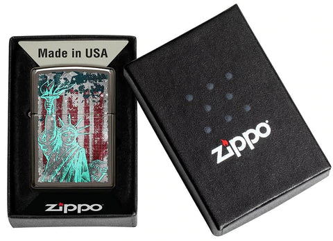Zippo Lighter - Statue Of Liberty Black Ice Zippo Zippo   