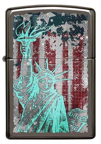 Zippo Lighter - Statue Of Liberty Black Ice Zippo Zippo   