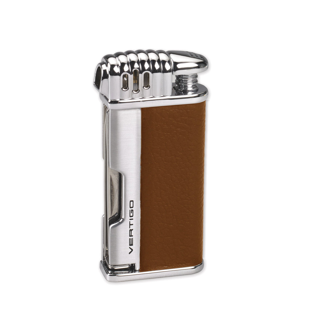 Vertigo Puffer Pipe Soft Flame Lighter Lighter Vertigo Brown & Chrome  