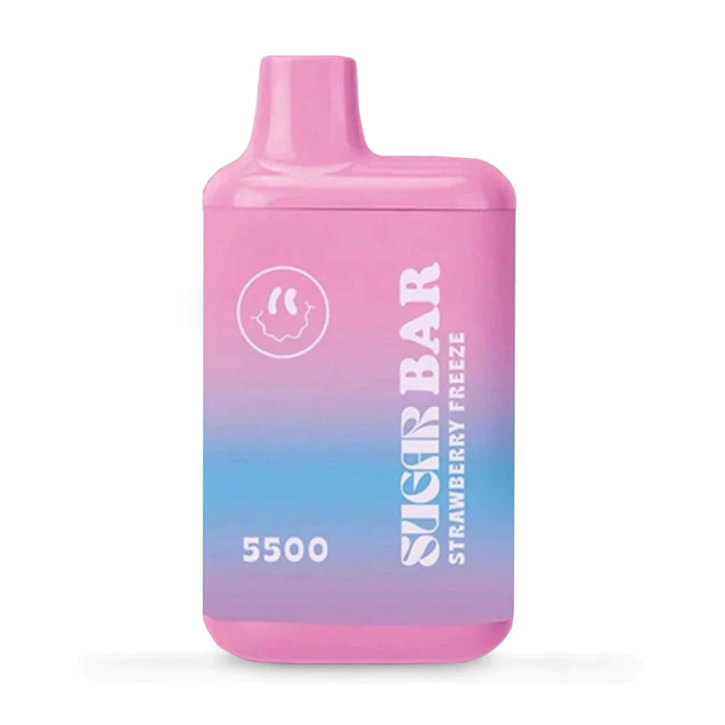 Sugar Bar 5500 Puff Disposable Vape Vape Juice Lighter USA Strawberry Freeze  