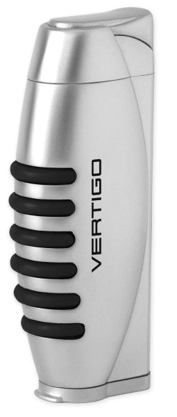 Vertigo Blitz Single Torch Lighter w/ Fold-Out Punch Lighter Vertigo Brushed Chrome & Polished Chrome  