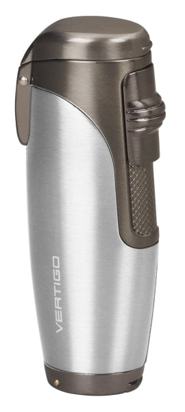 Vertigo Titan Triple Torch Lighter w/ Cigar Punch Lighter Vertigo Brushed Chrome & Gunmetal  
