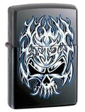 Zippo Lighter - Flaming Chrome Skull Licorice Zippo Zippo   