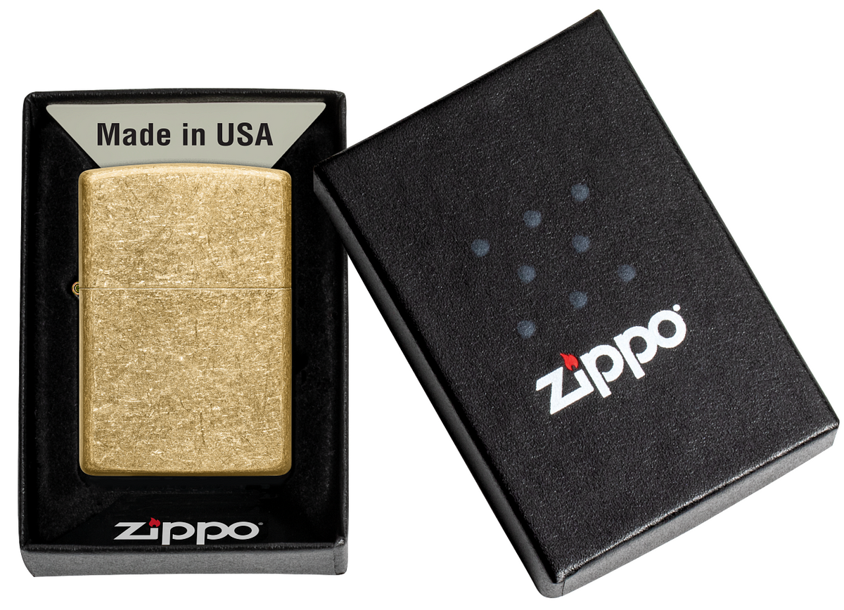 Zippo Lighter - Classic Tumbled Brass Zippo Zippo   