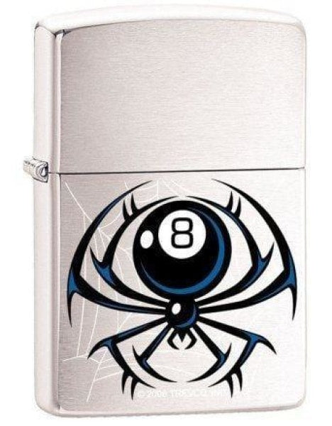 Zippo Lighter - 8-Ball Spider Brush Chrome Zippo Zippo   