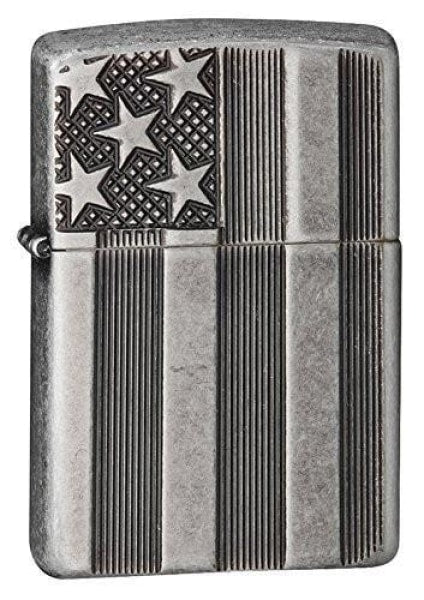 Zippo Lighter - American Flag Armor Antique Silver Plate Zippo Zippo   
