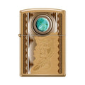 Zippo Lighter - American Indian w/ Turquoise Brush Brass Zippo Zippo   