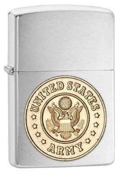 Zippo Lighter - Army Emblem Brushed Chrome Zippo Zippo   