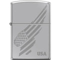 Zippo Lighter - Engraved Flag Hi Polish Chrome Zippo Zippo   