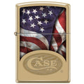 Zippo Lighter - Flag Case Logo Solid Brass Zippo Zippo   