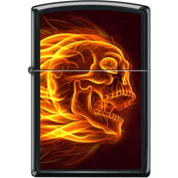 Zippo Lighter - Flaming Skull Black Matte Zippo Zippo   