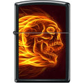 Zippo Lighter - Flaming Skull Black Matte Zippo Zippo   