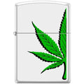 Zippo Lighter - Half a Pot Leaf Pipe Lighter White Matte Zippo Zippo   