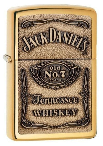 Zippo Lighter - Jack Daniel's Emblem High Polish Brass Zippo Zippo   