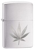 Zippo Lighter - Leaf Design Brushed Chrome Zippo Zippo   