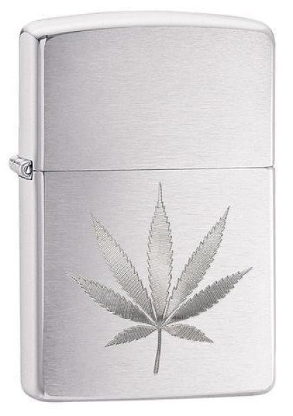 Zippo Lighter - Leaf Design Brushed Chrome Zippo Zippo   