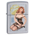 Zippo Lighter - Night Mission Pinup Satin Chrome Zippo Zippo   