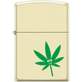 Zippo Lighter - Pot Leaf - Smiley Face Pipe Lighter Creme Matte Zippo Zippo   