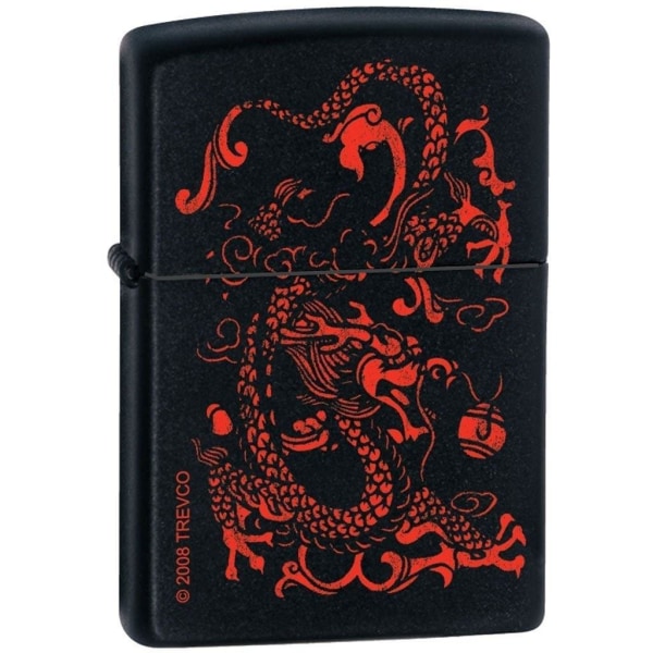 Zippo Lighter - Red Dragon Black Matte Zippo Zippo   