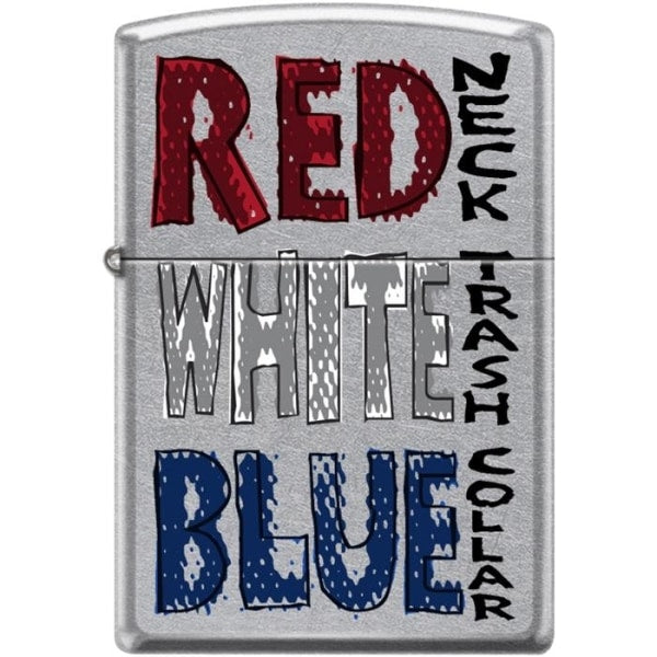 Zippo Lighter - Red Neck - White Trash Street Chrome Zippo Zippo   