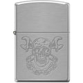 Zippo Lighter - Skull With Wrenches Brushed Chrome Zippo Zippo   