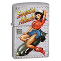 Zippo Lighter - Surprise Attack Pinup Satin Chrome Zippo Zippo   