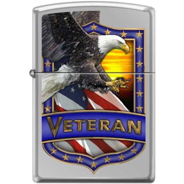 Zippo Lighter - Veteran - Eagle Hi Polish Chrome Zippo Zippo   