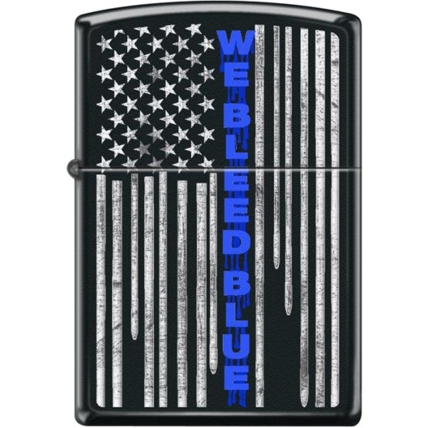 Zippo Lighter - We Bleed Blue Black Matte Zippo Zippo   