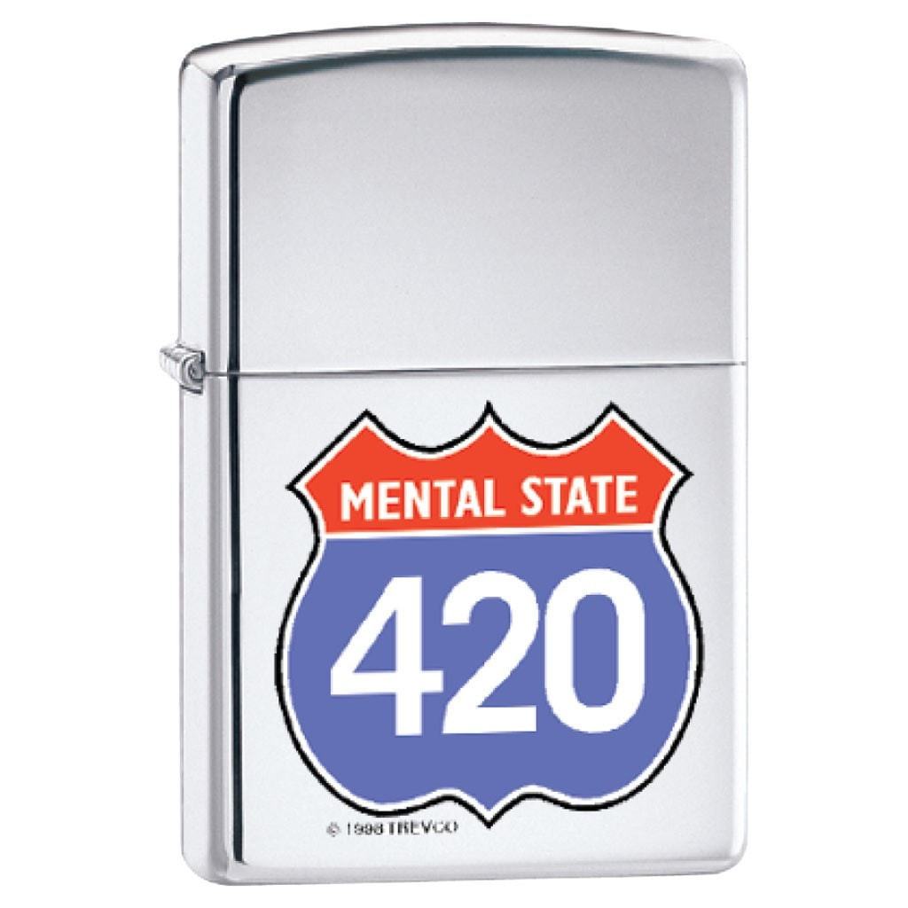 Zippo Lighter - Mental State 420 High Polish Chrome Zippo Zippo   