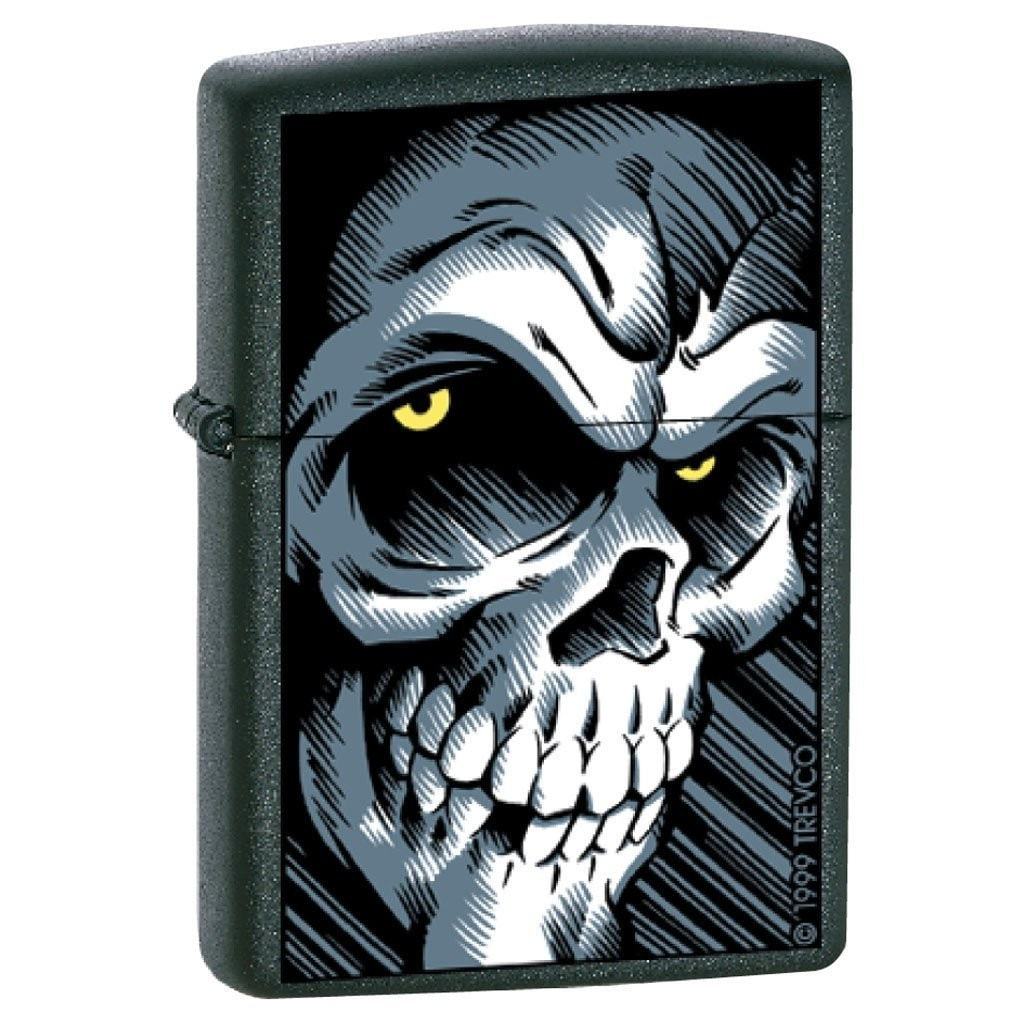 Zippo Lighter - Big Skull Black Matte Zippo Zippo   